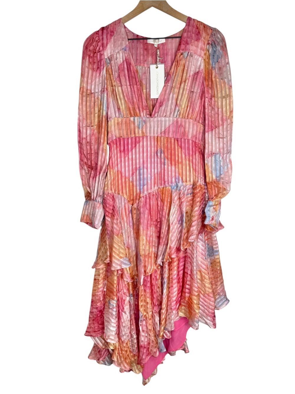 LoveShackFancy Meridian Silk Dress Rainbow Cloud NWT Size 2 Wedding Guest Resort
